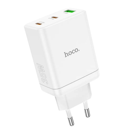 Hoco N33 φορτιστής τοίχου, 2xUSB-C & USB-A, PD, 35W, QC 3.0, λευκό