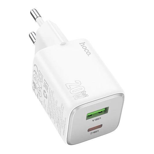Hoco N41 φορτιστής τοίχου, USB-C & USB-A, PD, 20W, QC 3.0, λευκό