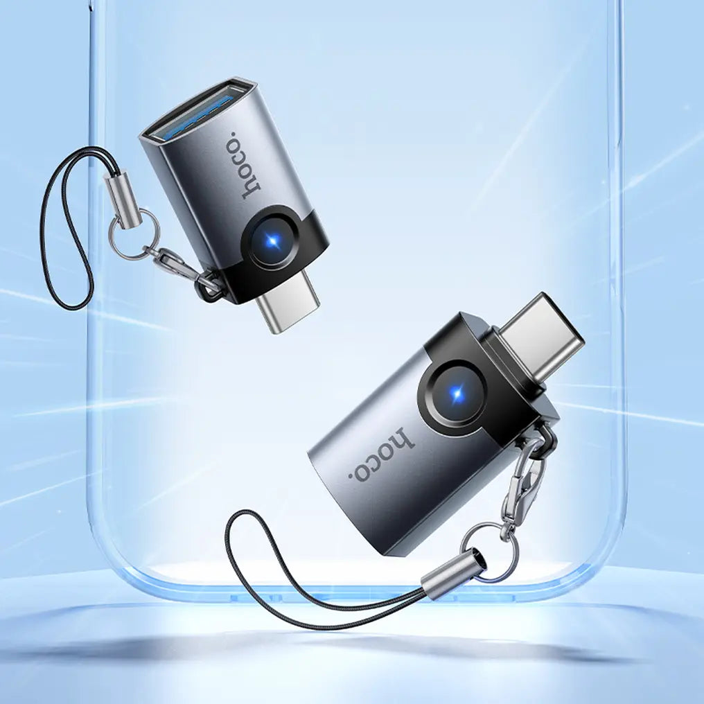 Hoco UA46C αντάπτορας OTG Type-C(αρσενικό) σε USB-A(θηλυκό), 3A, γκρι