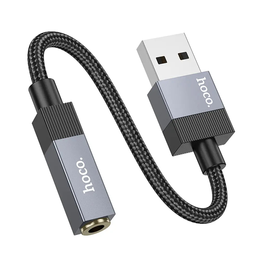 Hoco UPA32D αντάπτορας ήχου AUX USB-A(αρσενικό) σε jack 3.5mm(θηλυκό), 15εκ, μαύρο