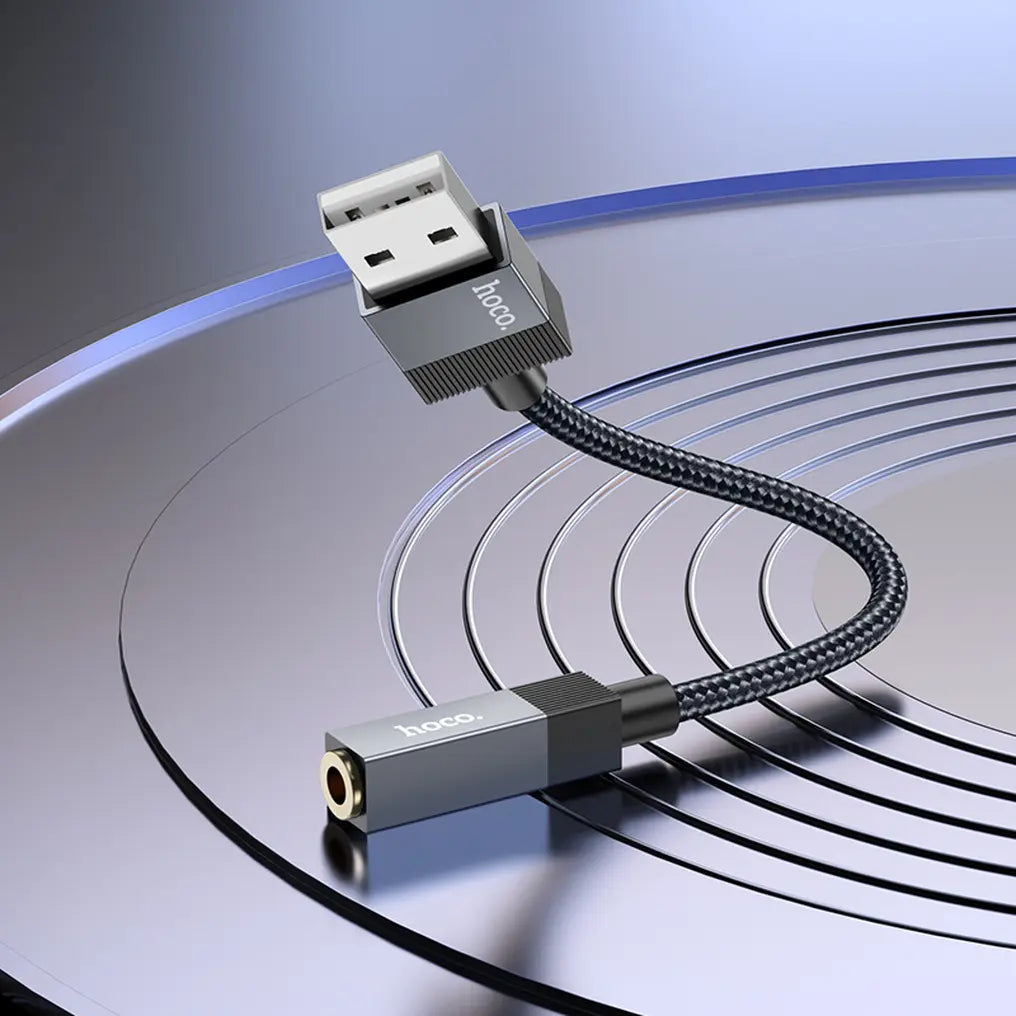 Hoco UPA32D αντάπτορας ήχου AUX USB-A(αρσενικό) σε jack 3.5mm(θηλυκό), 15εκ, μαύρο