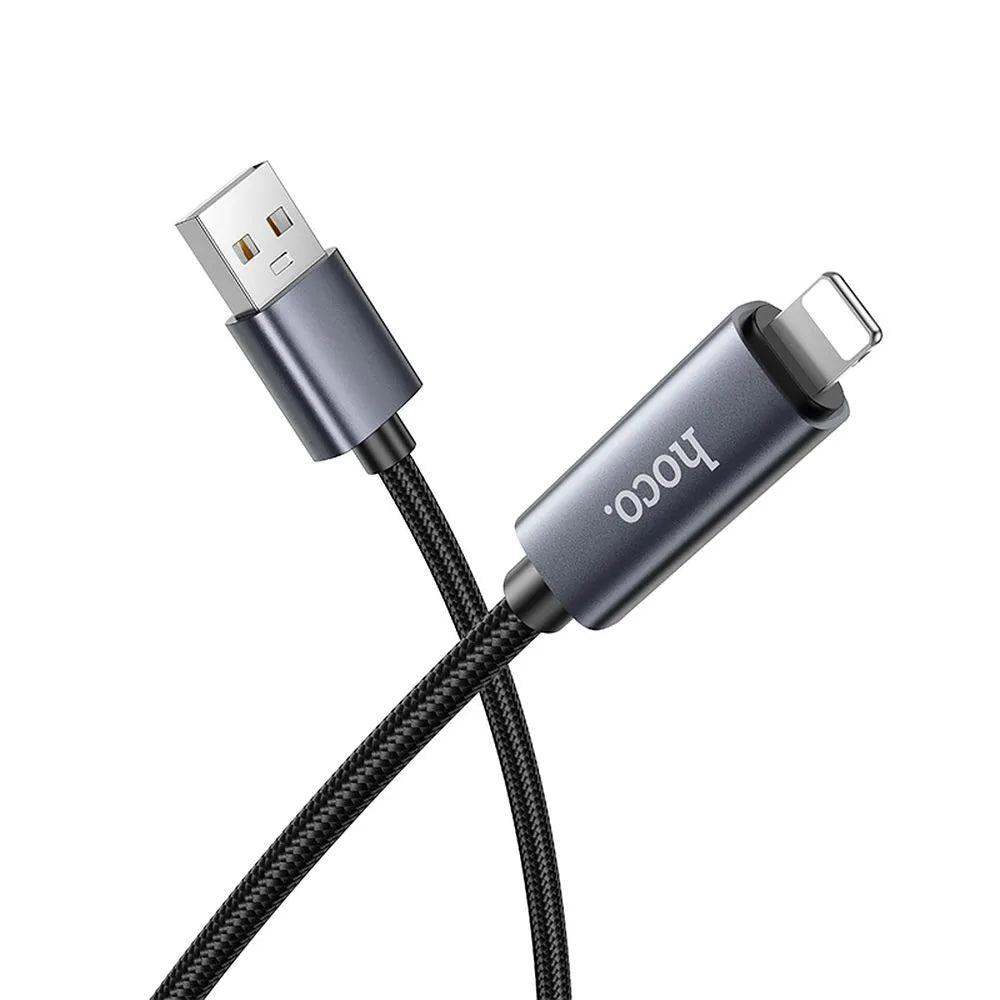 Hoco X112 καλώδιο με οθόνη USB-A σε Lightning 2,4A, 1μ, μαύρο