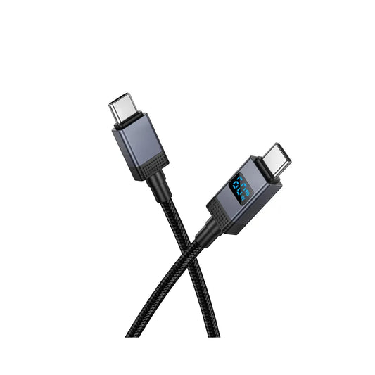 Hoco X118 καλώδιο φόρτισης - δεδομένων, USB-C σε USB-C, 60W, με οθόνη, 1μ., μαύρο