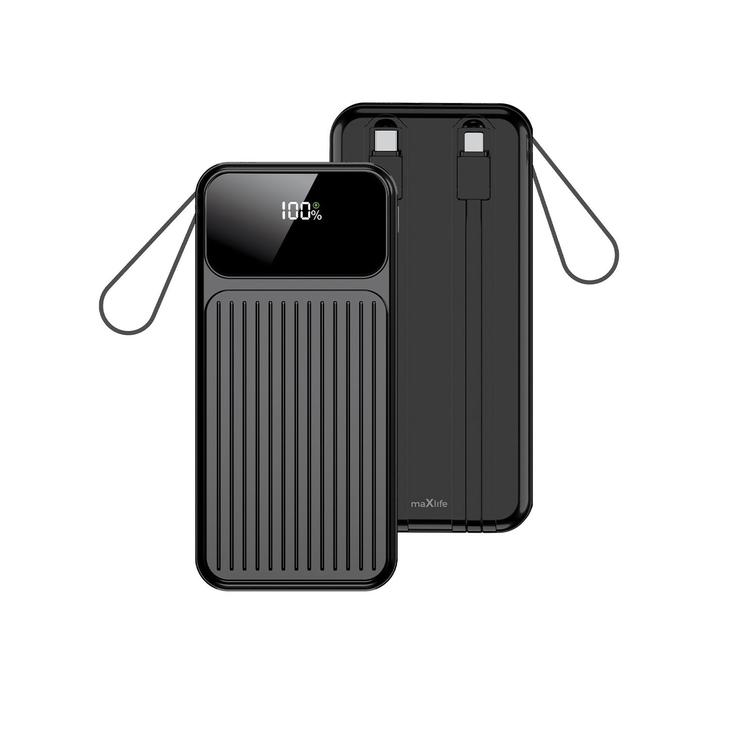 Maxlife MXPB-06 power bank με built-in καλώδια, PD, QC, 22,5W, 10000 mA, μαύρο