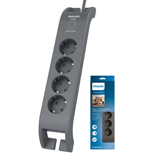 Philips SPN3140A/60 πολύπριζο ασφαλείας, προστασία υπέρτασης, 4 θέσεις, 2μ