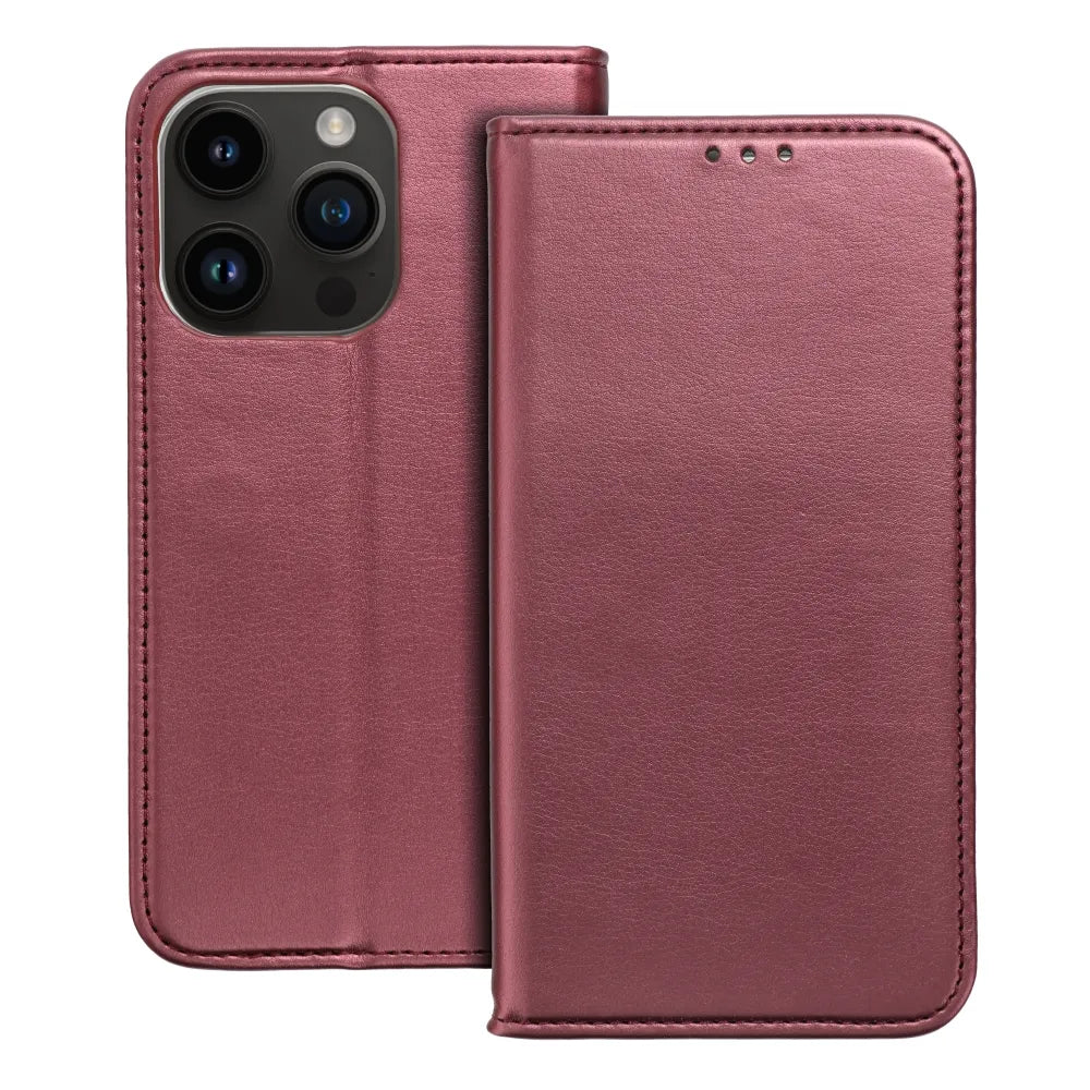 TechWave Smart Leather case for iPhone 14 Pro burgundy