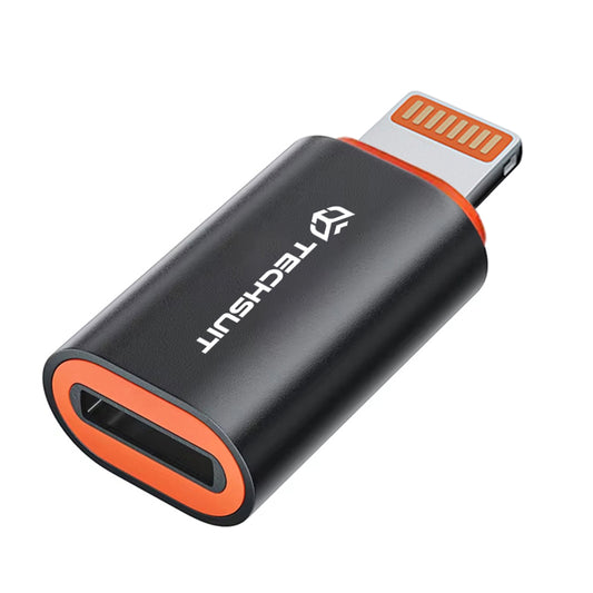 Techsuit HyperPort (A3) Premium OTG αντάπτορας Type‑C (Male) σε Lightning (Female), PD 20W, μαύρο - πορτοκαλί