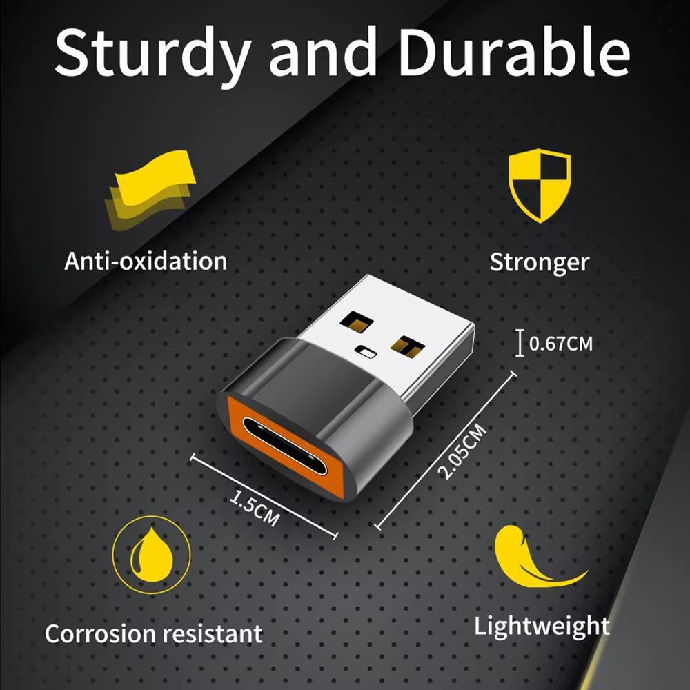 Techsuit HyperPort (A4) Premium αντάπτορας OTG Type‑C σε USB, 5Gbps, 6A, 120W, μαύρο - πορτοκαλί