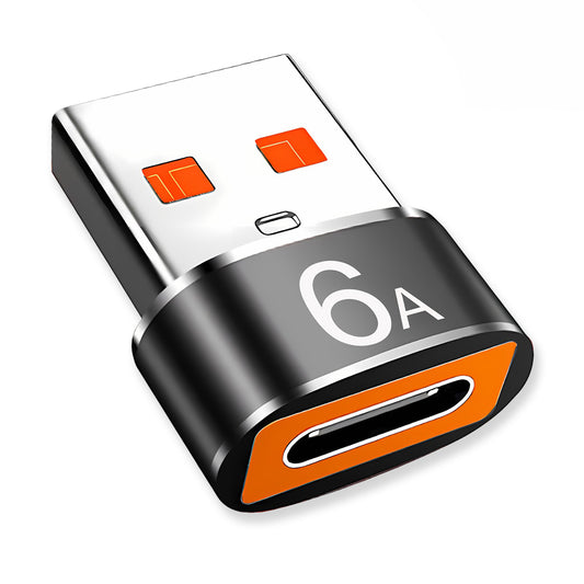 Techsuit HyperPort (A4) Premium αντάπτορας OTG Type‑C σε USB, 5Gbps, 6A, 120W, μαύρο - πορτοκαλί