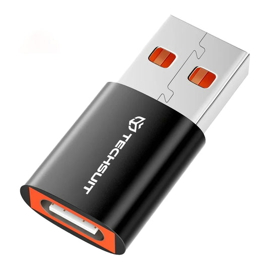 Techsuit Premium OTG αντάπτορας HyperPort (A5) Type-C σε USB-A, 6A, 5Gbps, μαύρο / πορτοκαλί