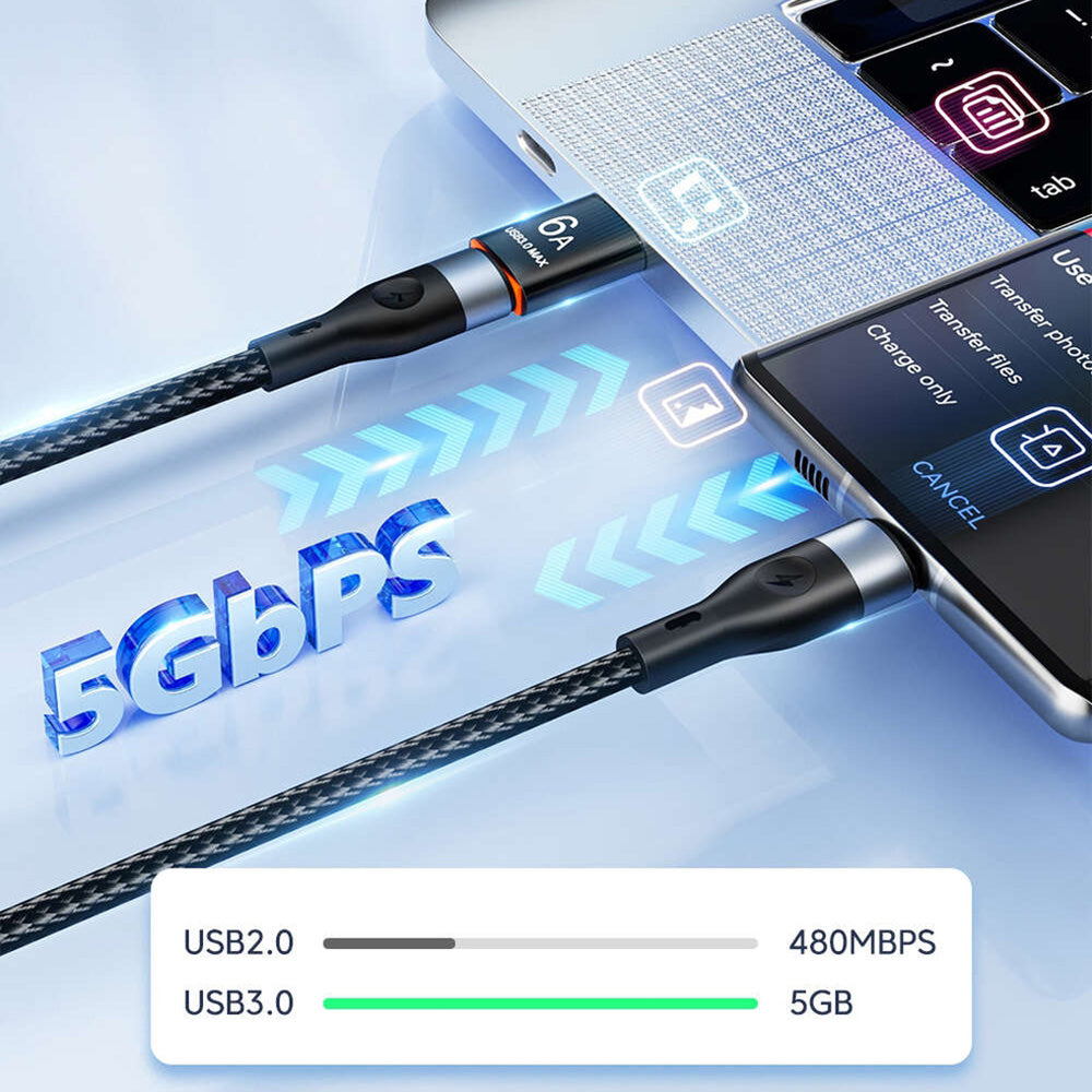 Techsuit Premium OTG αντάπτορας HyperPort (A5) Type-C σε USB-A, 6A, 5Gbps, μαύρο / πορτοκαλί