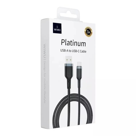 WiWU Wi-C019 Platinum Series καλώδιο φόρτισης - δεδομένων USB-A σε USB-C,3A, 1.2m, μαύρο