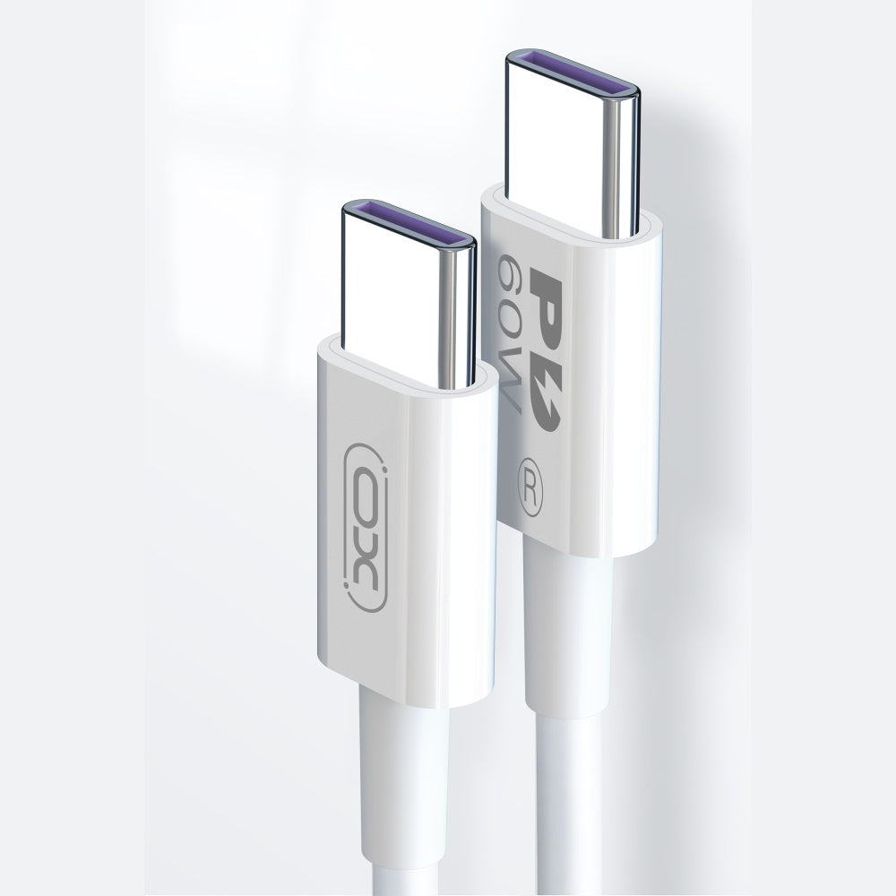 XO NB-Q190B PD καλώδιο USB-C σε USB-C, 2,0μ, 60W, λευκό