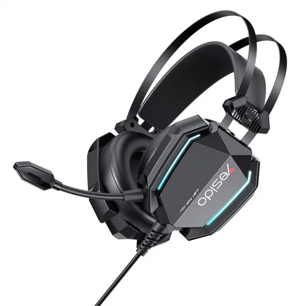 Yesido EK03 gaming ενσύρματα ακουστικά, Jack 3.5mm+USB, μικρόφωνο, LED, μαύρα