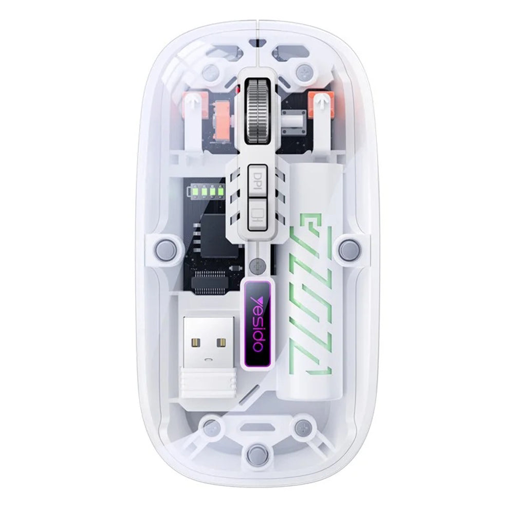 Yesido KB29 ασύρματο ποντίκι (Type‑C), Bluetooth + 2.4G, 800/1200/1600 DPI, 400mAh, λευκό