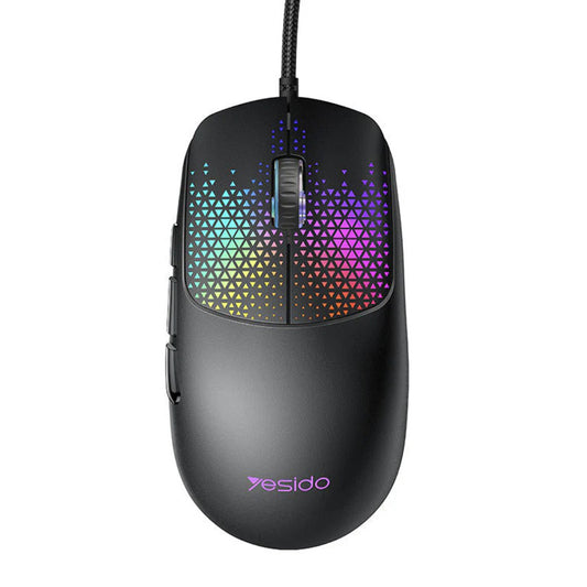 Yesido KB32 ενσύρματο gaming ποντίκι, USB-A, ultra‑lightweight, RGB, έως 7200 DPI, μαύρο
