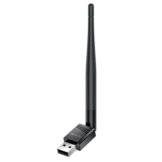 Yesido WP11 USB Wi‑Fi Adapter, WiFi4, 150Mbps, με εξωτερική κεραία, Plug & Play, μαύρο